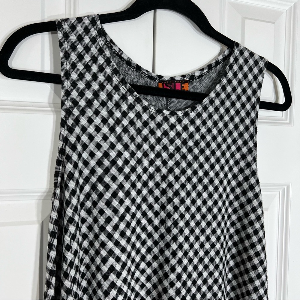 ISLE By Melis Kozan Black and White Gingham Midi Dress